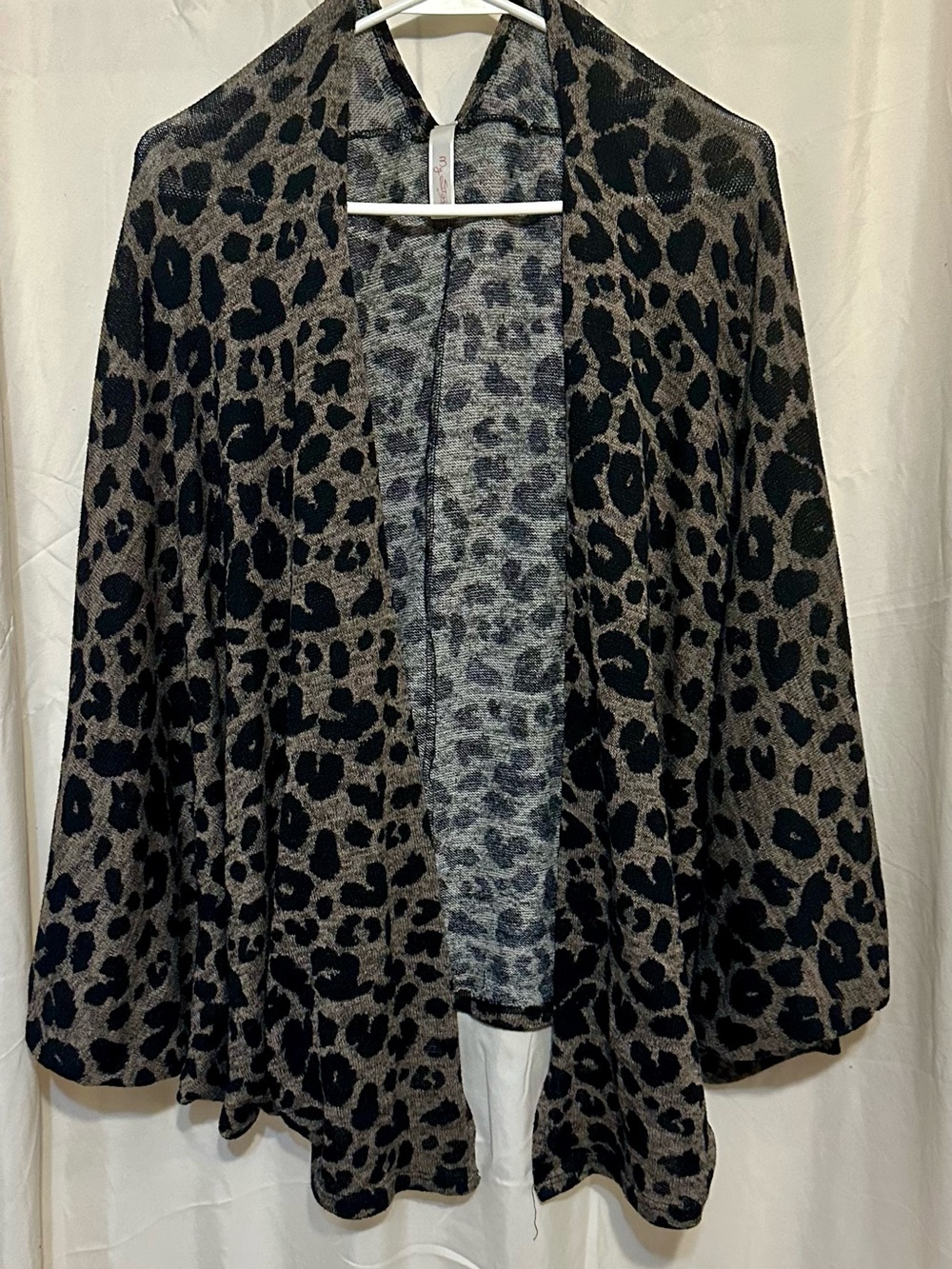 My Story Leopard Print Open Front Sweater (thin) Cardigan - Black & Gray